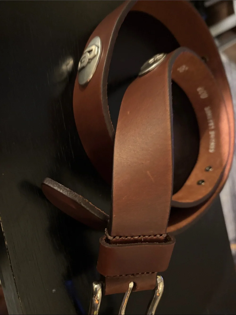 Men's Brown Leather Belt with Silver Buckle - New without Tag